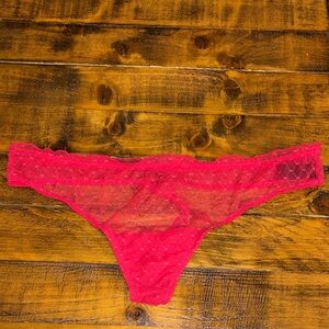 Size Large Lace Mesh‎ Red Thong